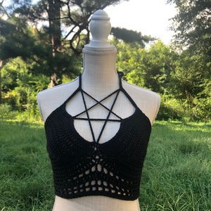 MADE TO ORDER Crochet Pentagram Crop Top 100% Cotton Choose Color and Size