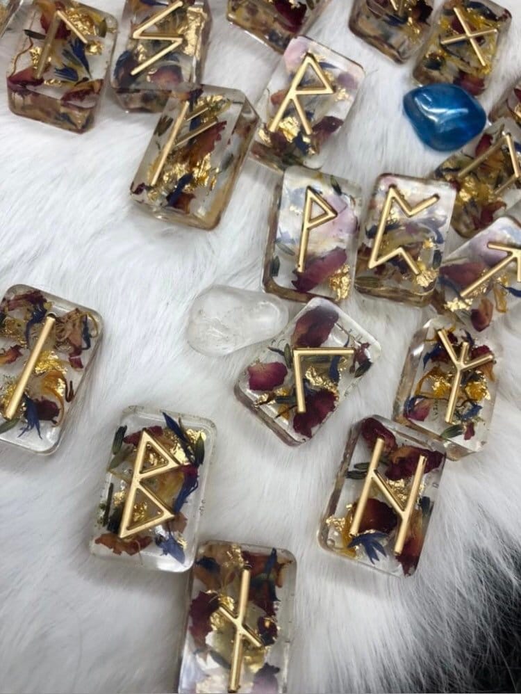 Floral Elder Futhark Runes Rose Lavender Calendula Blue Cornflower ...