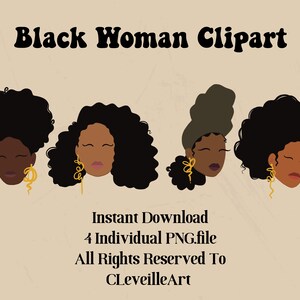 Black Woman PNG Bundle, Afro Clipart, Woman Clipart, Black Woman illustration, Black Girl Digital Sticker, Black Woman Clipart