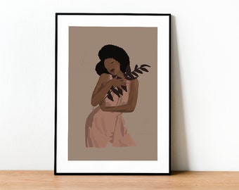 Black Woman Wall Art - Digital Print, Boho Decor, Abstract Art Print, Printable Art, Minimalist Art, Home Decor, Black Art, INSTANT DOWNLOAD