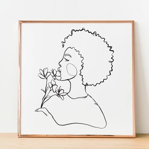 Black Woman Line Art, Female Figure Art Print, Minimalist Wall Art, Printable Wall Art, DIGITAL DOWNLOAD, Digital Art Print, Line Drawing