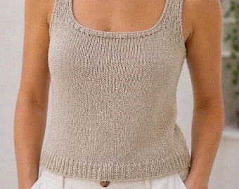 Modello per top in maglia misto lino / Modello per lavorazione a maglia in tondo (Download PDF)