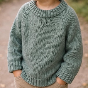 Kids Raglan Sweater Digital Knitting Pattern | Seamless Jumper PDF (2-3 Years) Beginner Friendly