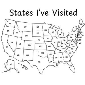 Printable Coloring Map – U.S. States I've Visited Tracker (8x11)