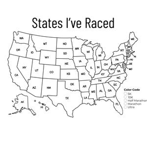 Race Tracker Coloring Map – Printable US Map for Runners