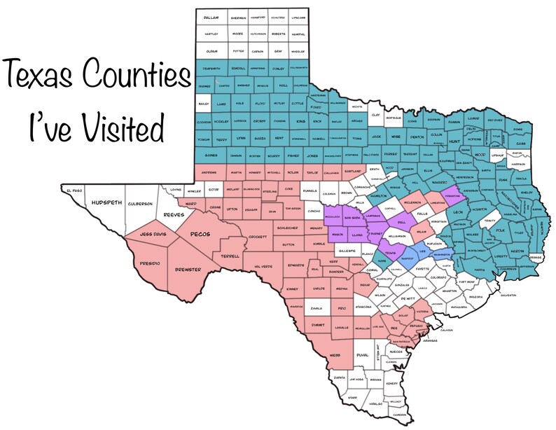 Coloring Map - Texas Counties - Etsy