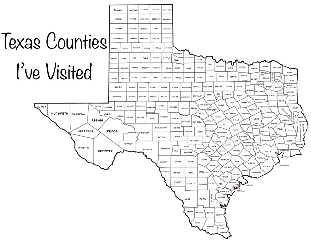 Coloring Map - Texas Counties - Etsy