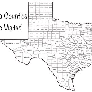 Coloring Map - Texas Counties - Etsy