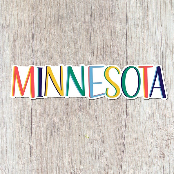 Minnesota State Sticker, Colorful text decal, MN Sticker, Home State, Water bottle sticker, sticker for laptop, gifts under 5, Minneapolis