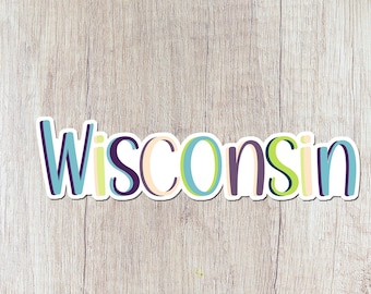 Wisconsin State Sticker, Water Resistant Vinyl Decal