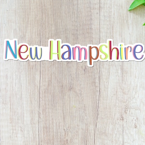 New Hampshire State Sticker, NH art, Colorful, Home State, East Coast, water bottle decal Gifts under 5, Christmas gift, Stocking Stuffer