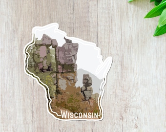 Devils Lake Wisconsin State Sticker, Water Resistant Vinyl