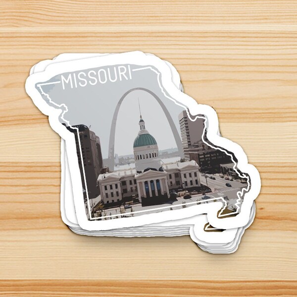 Missouri State Sticker, State Outline, St. Louis Arch, Gateway Arch National Park Sticker, Small Gift, Decal for Laptop, Water Bottle decal