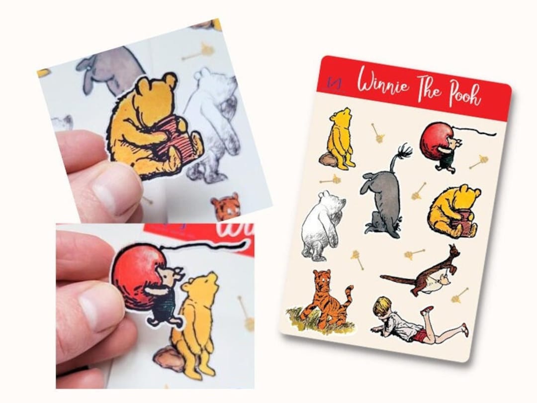 Classic Winnie the Pooh Sticker Sheet, AA Milne, Piglet Sticker