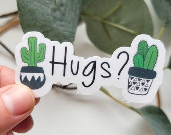 Funny Cactus Hugs Sticker, Plant Lover Gift