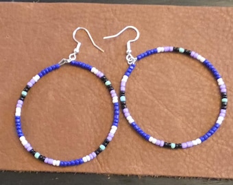 Native made beaded hoop earings