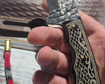 Hand made  knife with beaded lanyard