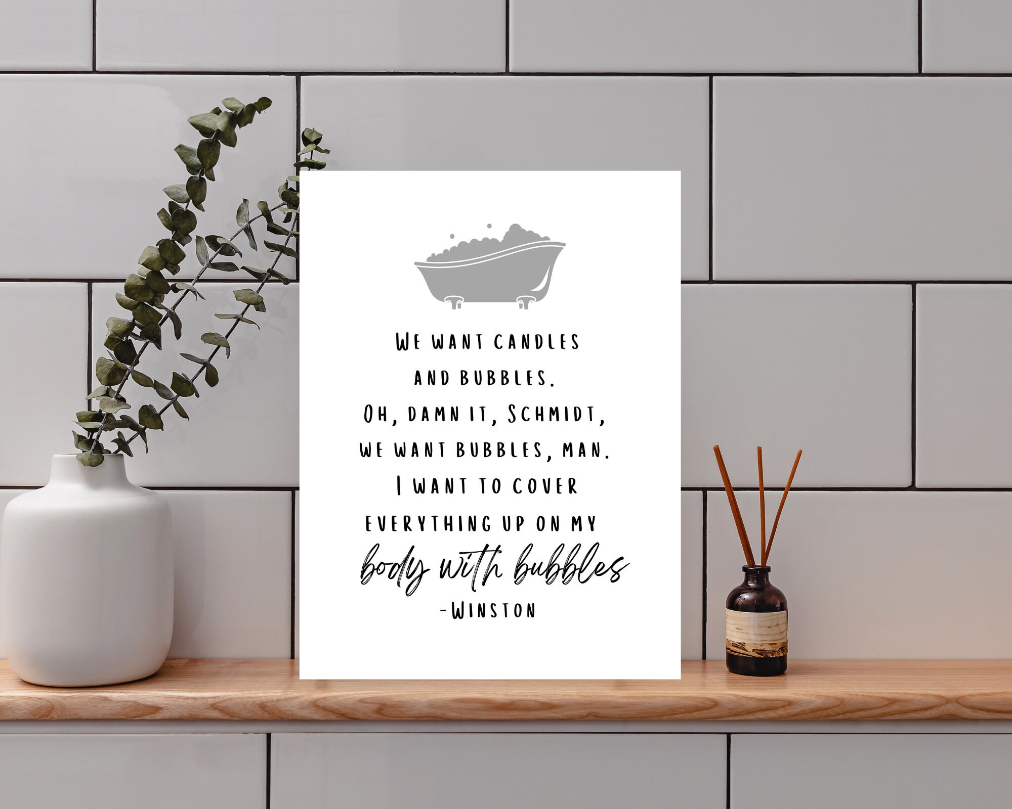 New Girl Bathroom Quote Towel Bubbles Bathtub Nick Etsy