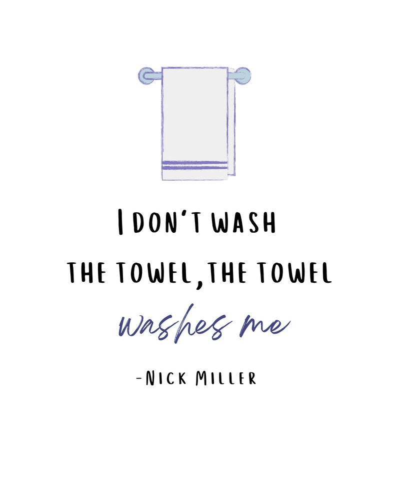 New Girl Bathroom Quote Towel Bubbles Bathtub Nick schmidt Winston Wall Art Purple Blue TV Show