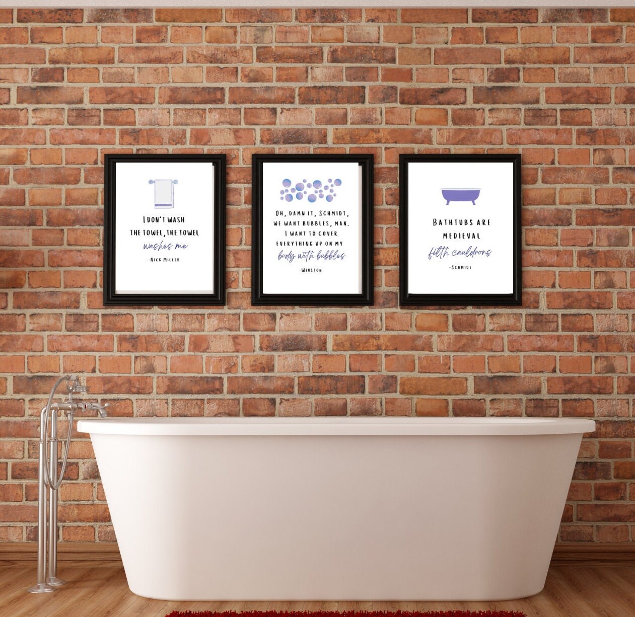 New Girl Bathroom Quote Towel Bubbles Bathtub Nick schmidt Winston Wall ...