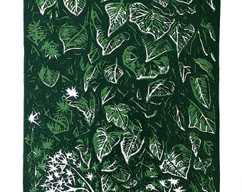 Leaves of Green linocut print