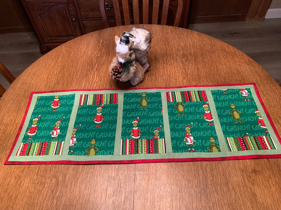 The Grinch Green Quilted Table Runner With Batting Etsy