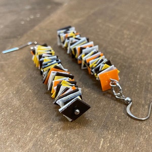 square bead earrings simple, cute birthday gift for friend, recycled plastic earrings indie,  eco friendly gifts for college girls, upcycled