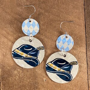 German earrings upcycled, small birthday gift for bartender, unique mom gift for beer lover, beer can earrings novelty, eco friendly gift
