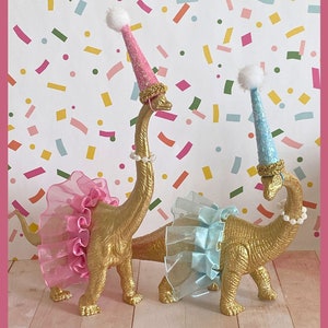 Dinosaur Cake Topper Dinosaur Birthday Girl Tutu Dinos Pink Dinosaur Figurine, Party Hat, Dinosaur Decor, Dino Centerpiece, Dinosaur Tutu