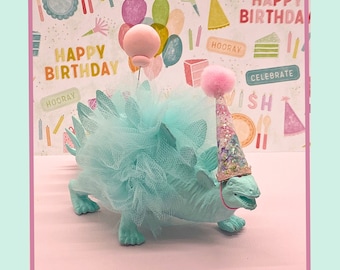 Dinosaur Cake Topper, Pastel Stegosaurus, Dinosaur Theme Birthday, Tutu Dinosaur Figurine, Dinosaur Centerpiece, Dinosaur Birthday  Girl