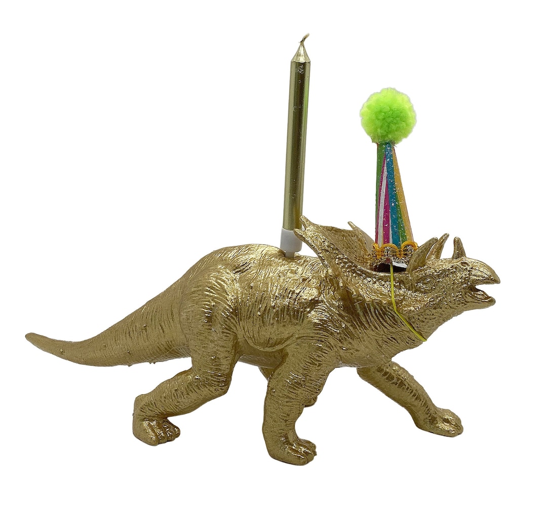 Gold Dinosaur Candle Holderdinosaur Cake Topper Dinosaur Etsy