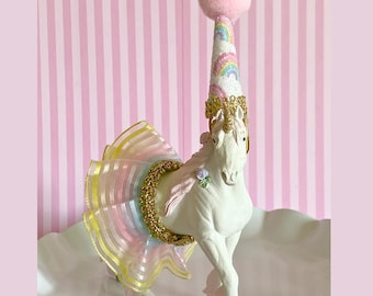 Unicorn Rainbow Cake Topper Unicorn Birthday Party, Unicorn Cake Topper, Unicorn Centerpiece, Unicorn Figurine, Mini Party Hat, Rainbow Tutu