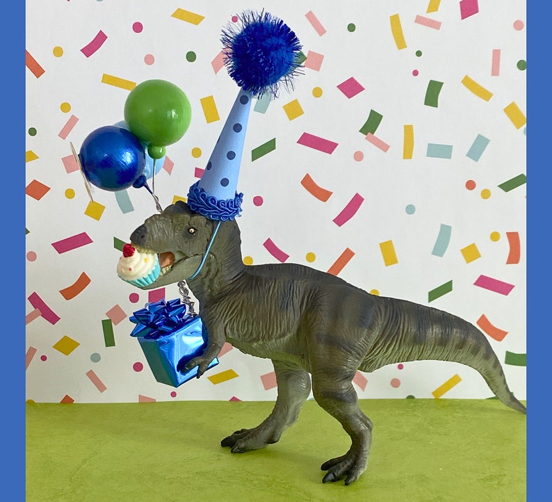 T-Rex Dinosaur Cake Topper Smash Cake Topper Boy Dinosaur, Mini Party Hat, Dinosaur Gift, Dinosaur Centerpiece, Dinosaur Birthday Party image 9