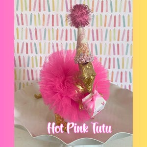 Dinosaur Cake Topper T-Rex with PINK Tutu, Dinosaur Table Decoration, Dinosaur Centerpiece, Dinosaur Figurine, Dinosaur Birthday Party Girl HOT Pink