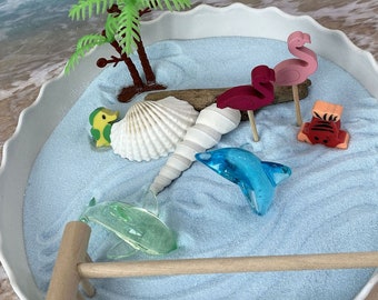 Mini DIY Christmas Zen Garden Kit OCEAN Beach Fairy Garden Kit, Ocean Zen Desk Accessory, Figet Toy, Stress Relief, Desk Toy, DIY Sand Kit