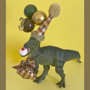T-Rex Dinosaur Cake Topper Smash Cake Topper Boy Dinosaur, Mini Party Hat, Dinosaur Gift, Dinosaur Centerpiece, Dinosaur Birthday Party image 12