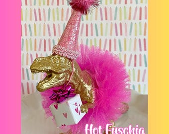 Allosaurus Dinosaur Cake Topper With Tutu Dress & Party Hat - Dinosaur Birthday Decor For Girls - View #6