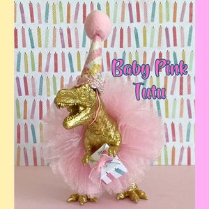 Dinosaur Cake Topper T-Rex with PINK Tutu, Dinosaur Table Decoration, Dinosaur Centerpiece, Dinosaur Figurine, Dinosaur Birthday Party Girl BABY Pink