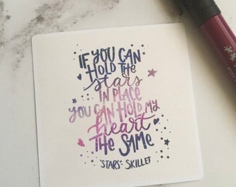 If you can hold the stars Quote Vinyl sticker, watercolour galaxy and hand lettered, laptop sticker