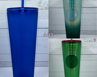 2023 Starbucks Glass Cup Gradient Blue / Pink Sakura 550ml Tumbler