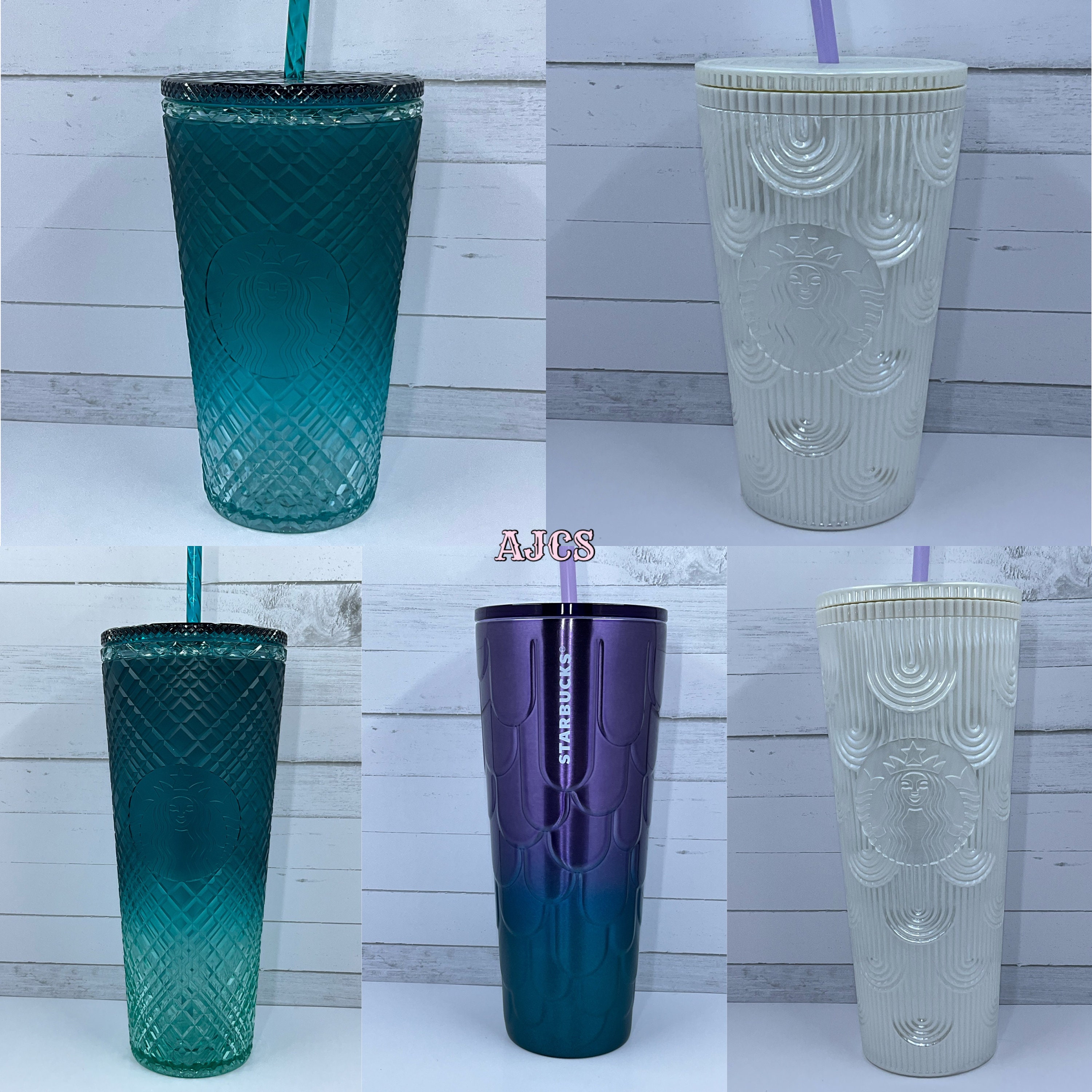 New Starbucks Glass Cup Mermaid Dazzle Sippy Straw Cup 591ml