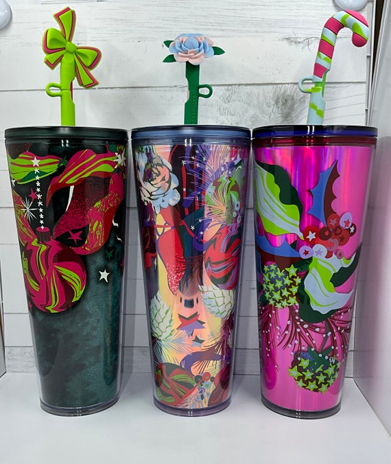 2023 Starbucks Holiday Edition Straw Topper Tumblers 24oz 3 Colors