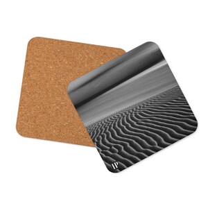 B/W Sand Dune Photography Coaster Set Waterproof Bar Cart Accessories Drink and Barware Home Decor National Park Photo Housewarming Gift