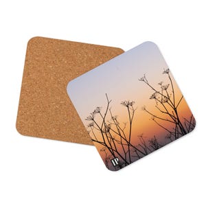 Sunset Cork Coaster Set, Waterproof Bar Cart Accessories, Drink and Barware, Home Decor, Nature Photography, Keepsake, Housewarming Gift