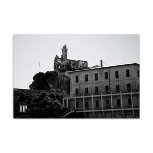 Cartão postal da Ilha de Alcatraz 4x6, cartões postais em branco de São Francisco, fotografia em preto e branco, lembrança de viagem para São Francisco, presente emoldurável, mini arte de parede