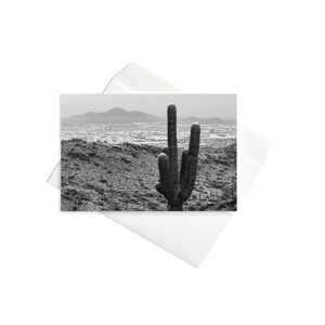 Arizona Kaktus 4 x 6 Grußkarte Schwarz und Weiß Horizontal Stationär, Set mit 2, 4, 6, 8 Alle Anlass-Fotokarten Umschlag inklusive