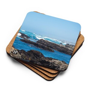 Zestaw 4 podkładek korkowych Pacific Coast Cork Decor w stylu nadmorskim California OceanTravel Souvenir Wodoodporne akcesoria do wózków barowych Napoje i przybory barmańskie