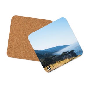 McWay Falls Cork Coaster Set, Waterproof Bar Cart Accessories, Drink and Barware, Coastal Home Decor, Big Sur Photo, Cali Housewarming Gift