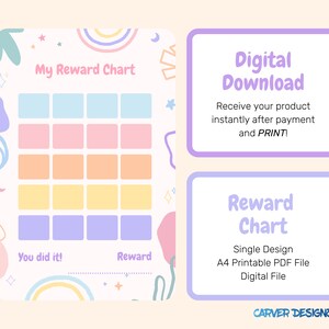 Printable Rainbow Reward Chart | Rainbow Kids Behavior Chart | Instant Download Sticker Chart | A4 Sticker Chart
