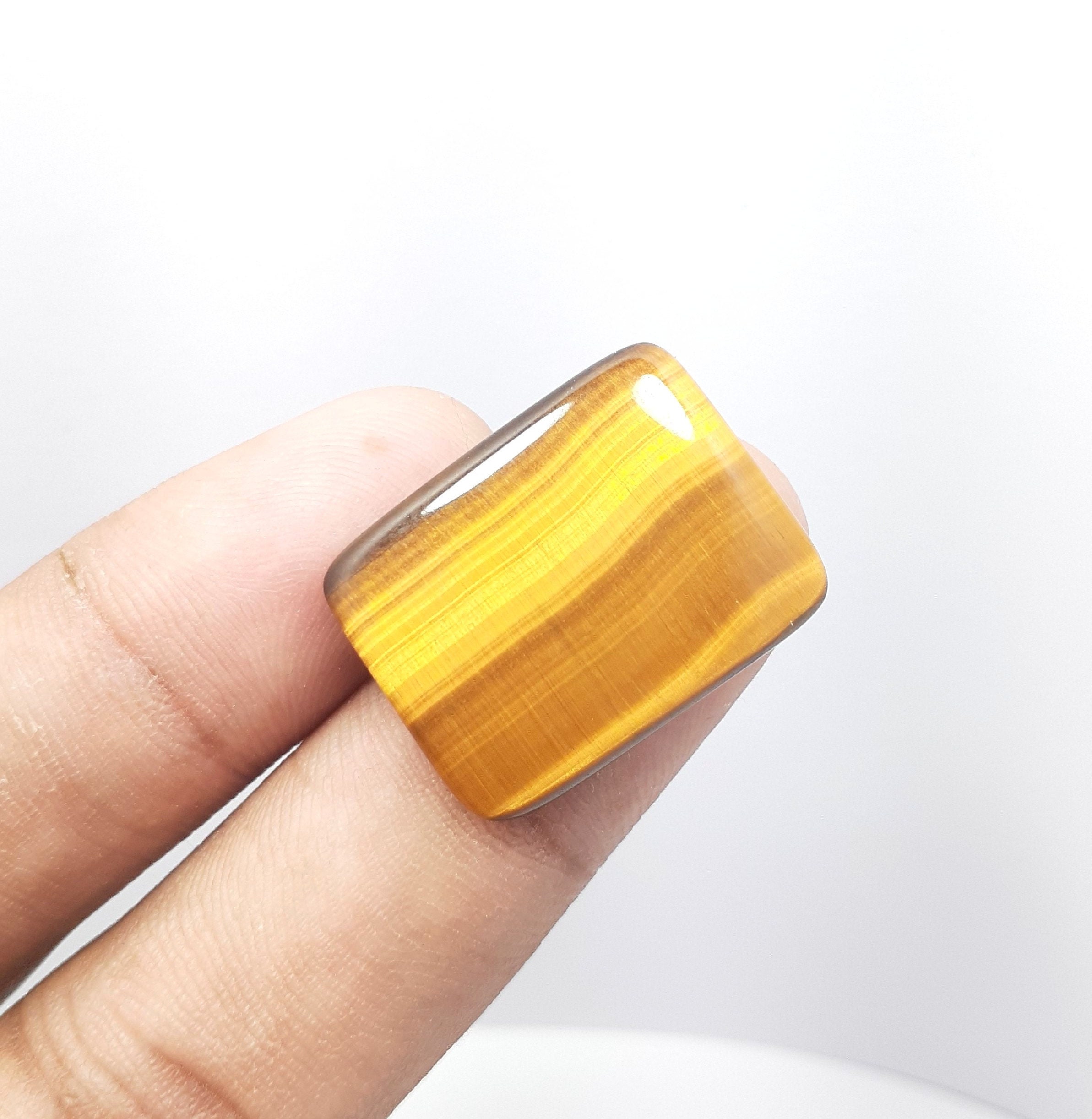 Amazing Golden Natural tiger eye cabochon Handmade polish shape rectangle loose gemstone for making jewelry size 23x18 mm weight 17 ct.